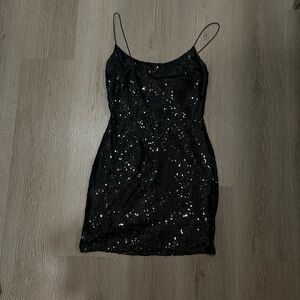 Windsor Black Sequin Mini Slip Dress